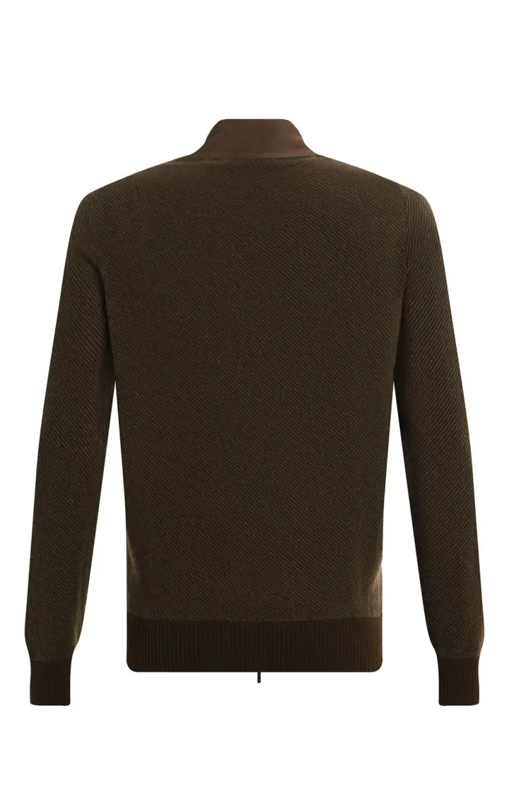  Кашемировый кардиган с замшевый воротником