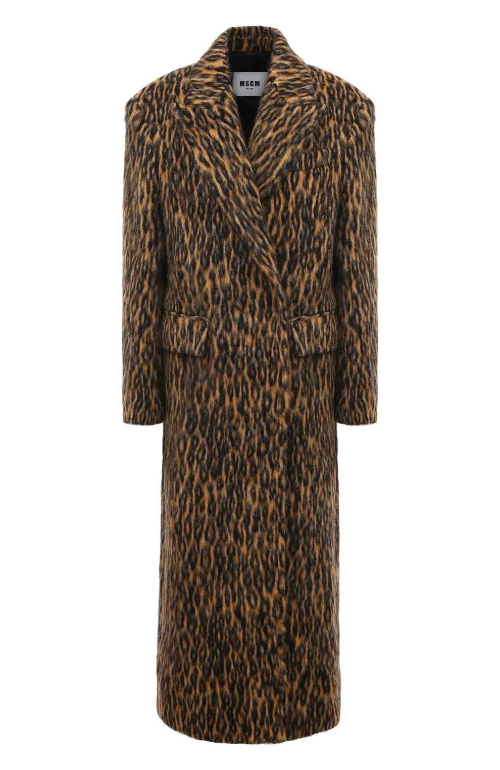 Пальто женское, двубортое, леопардовый узор