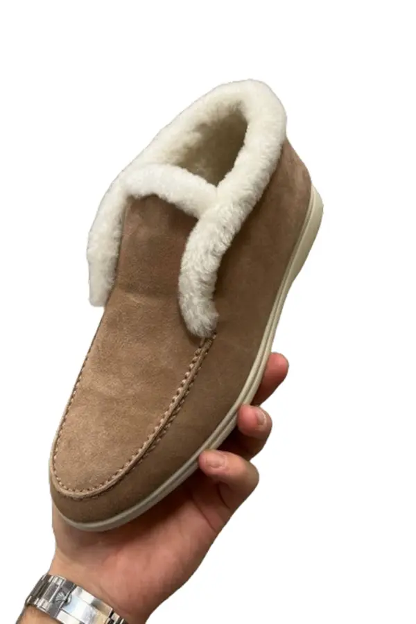 Enrico Mandelli Лоферы женские высокие, замшевые, с мехом