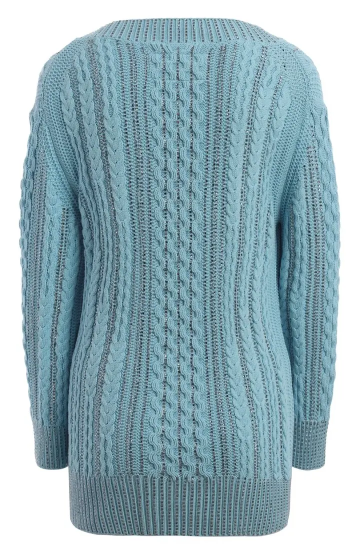 ERMANO Джемпер с образным вырезом и кристаллами