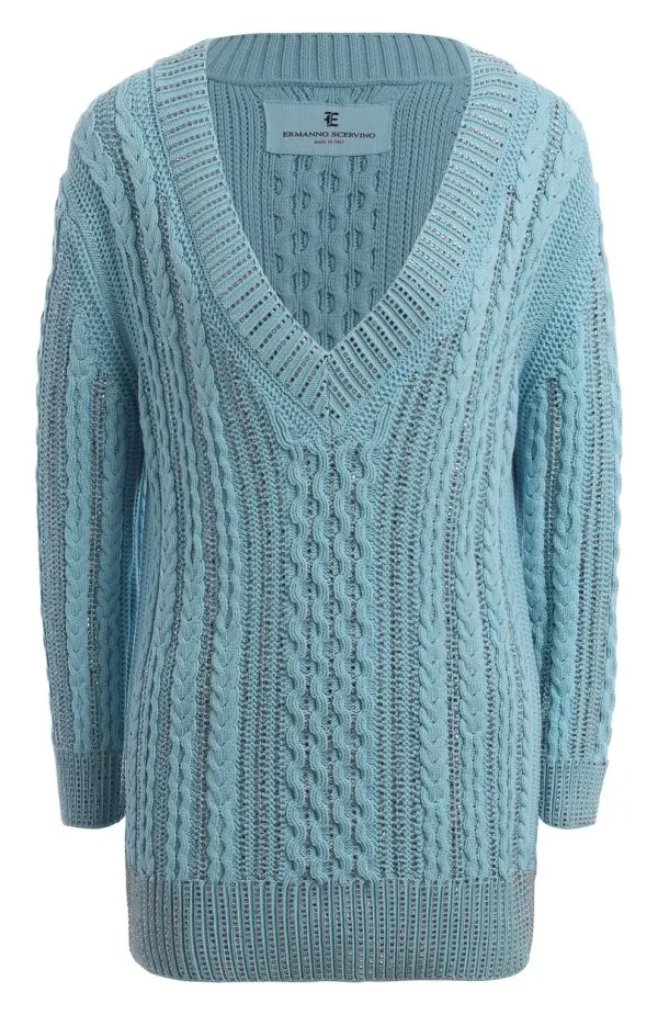 ERMANO Джемпер с образным вырезом и кристаллами