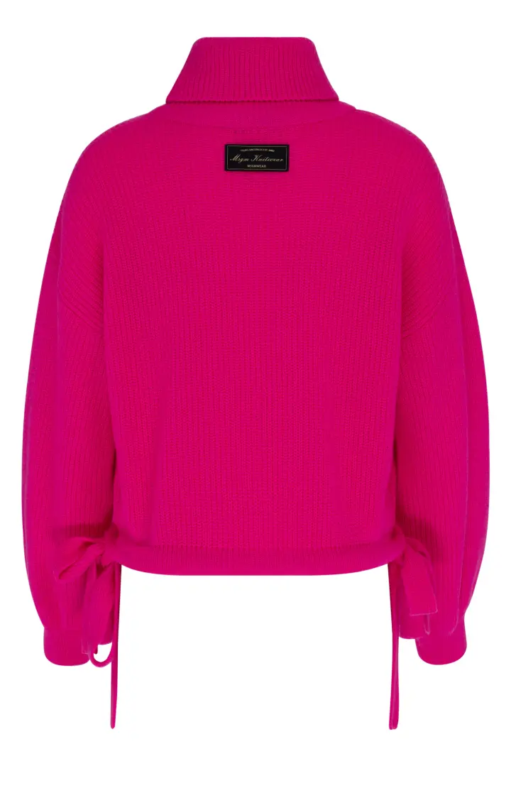 Свитер женский, завязки, высокий ворот