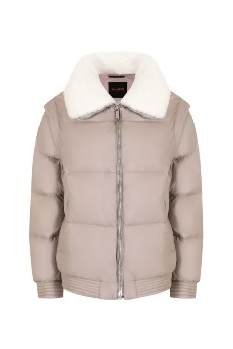 MOORER Куртка женская, сьемные рукава, ворот овчина