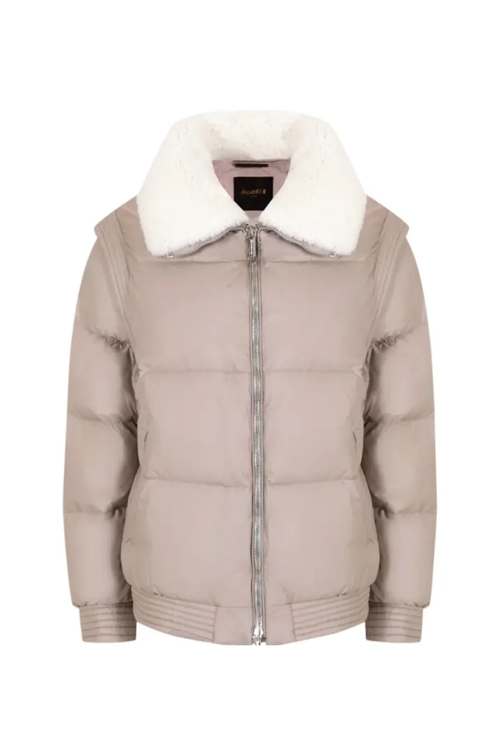 Куртка женская, сьемные рукава, ворот овчина