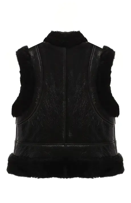  Жилет женский, кожа+мех