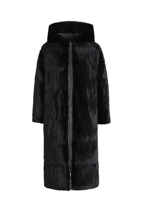 YVES SALOMON Пуховик женский двусторонний, мех кролика