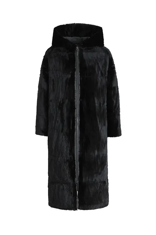 YVES SALOMON Пуховик женский двусторонний, мех кролика