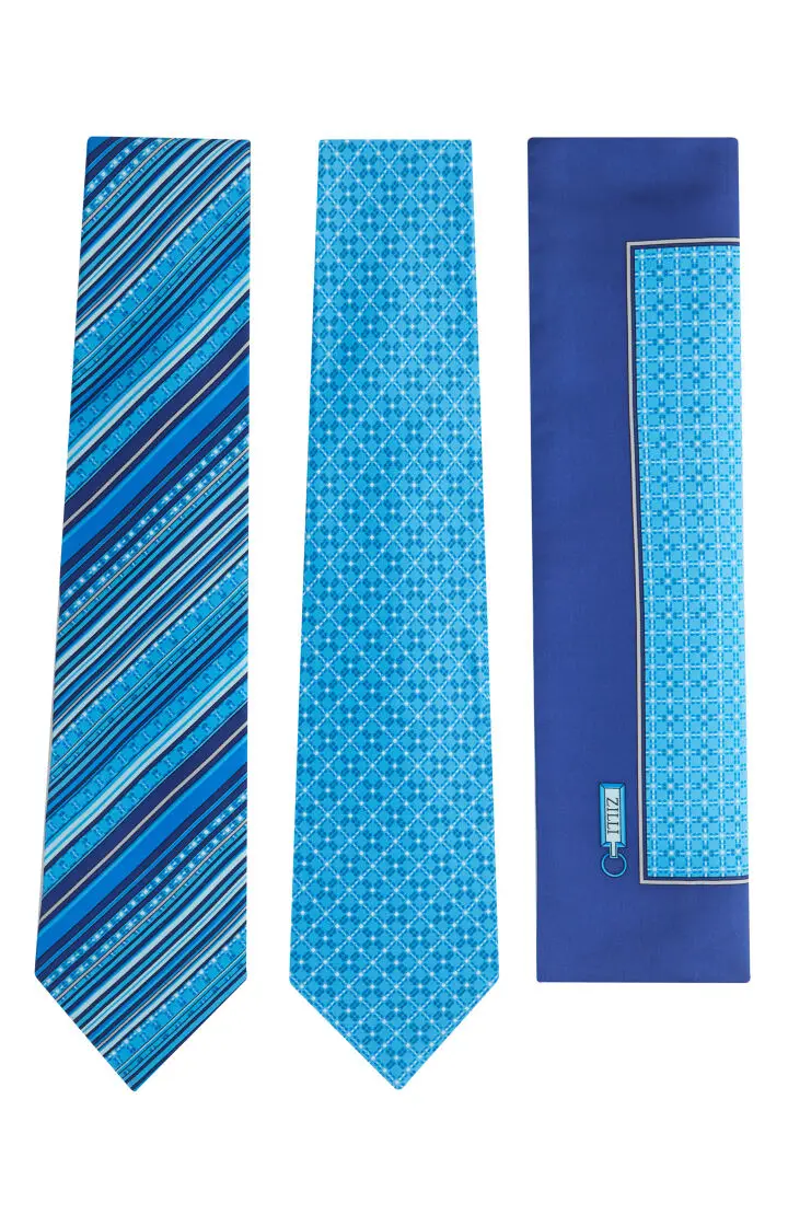  Набор мужской:2 Галстука+платок, чехол