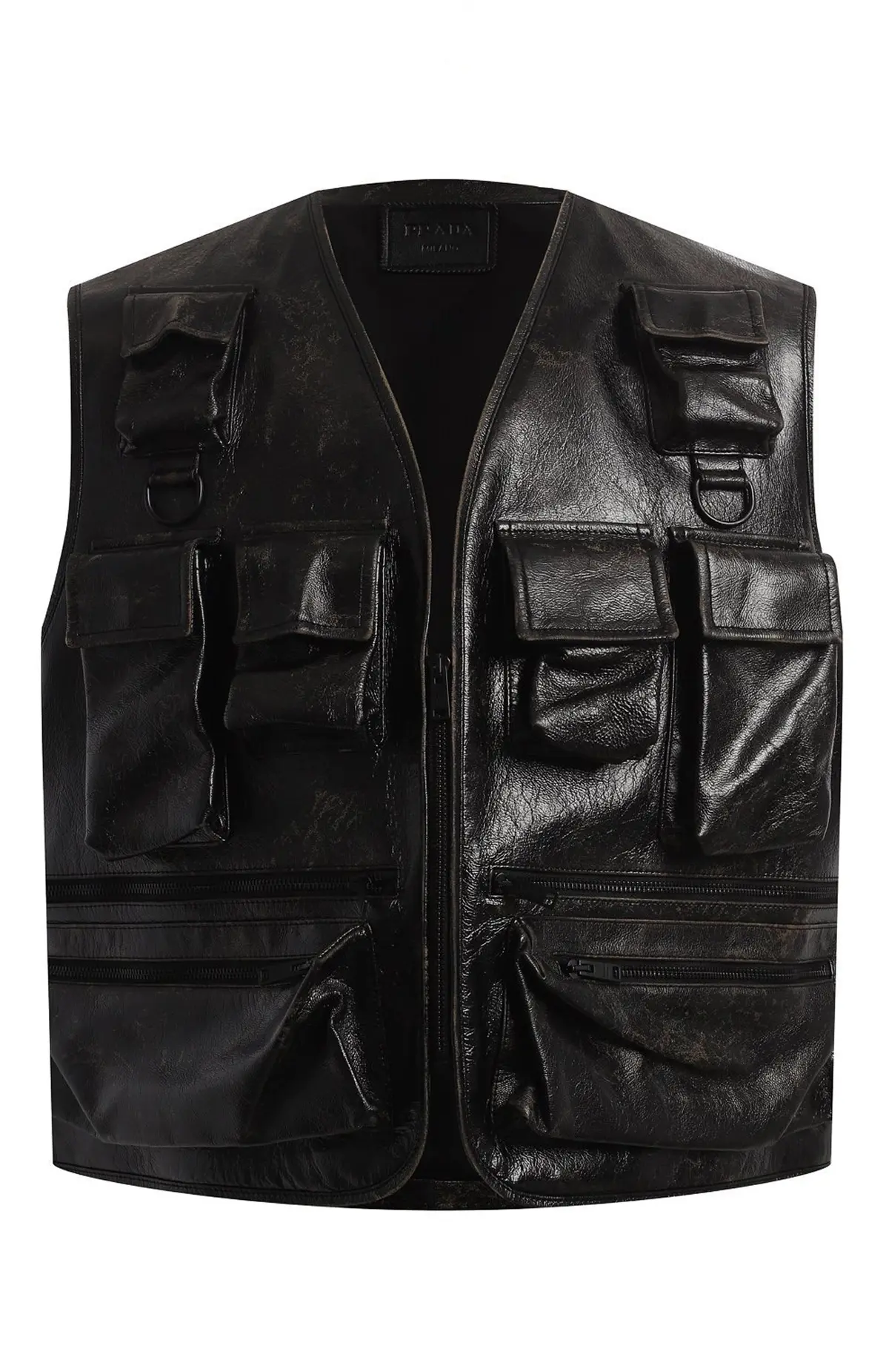  Жилет мужской кожаный с карманами