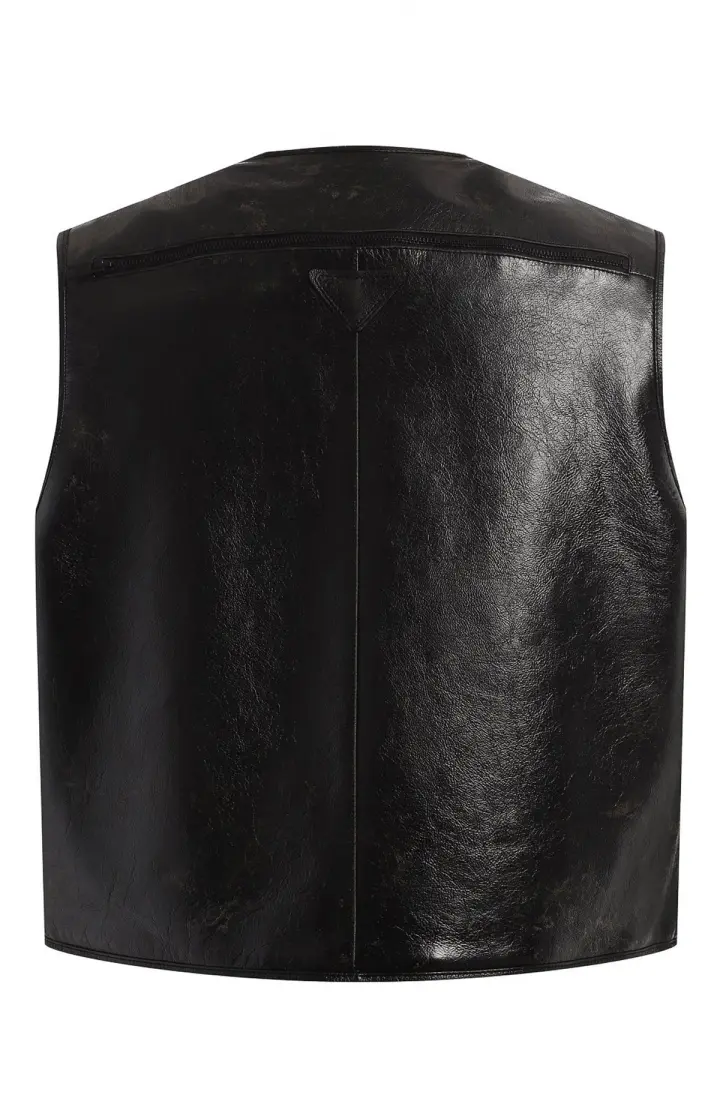 Жилет мужской кожаный с карманами