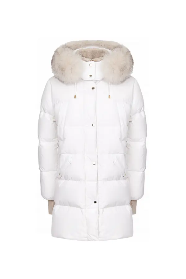 MOORER Пуховик женский, съемные манжеты, капюшон мех лисы
