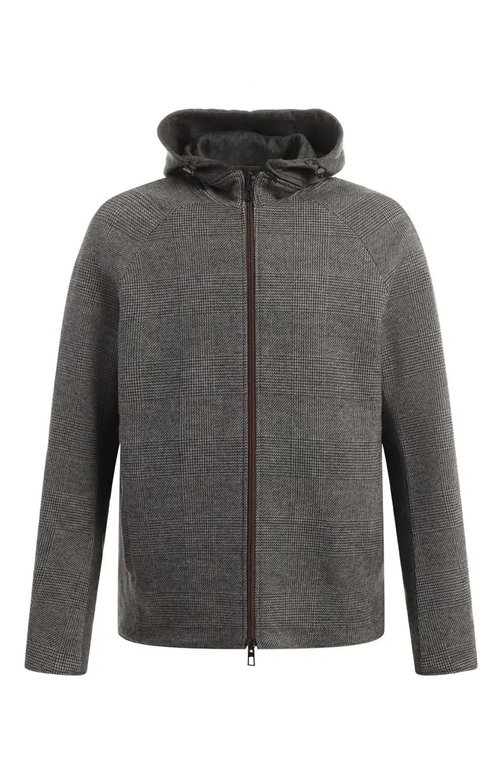  Бомбер мужской из кашемира с капющоном