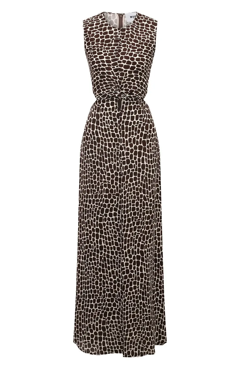 Платье макси, без рукавов, анималистический принт