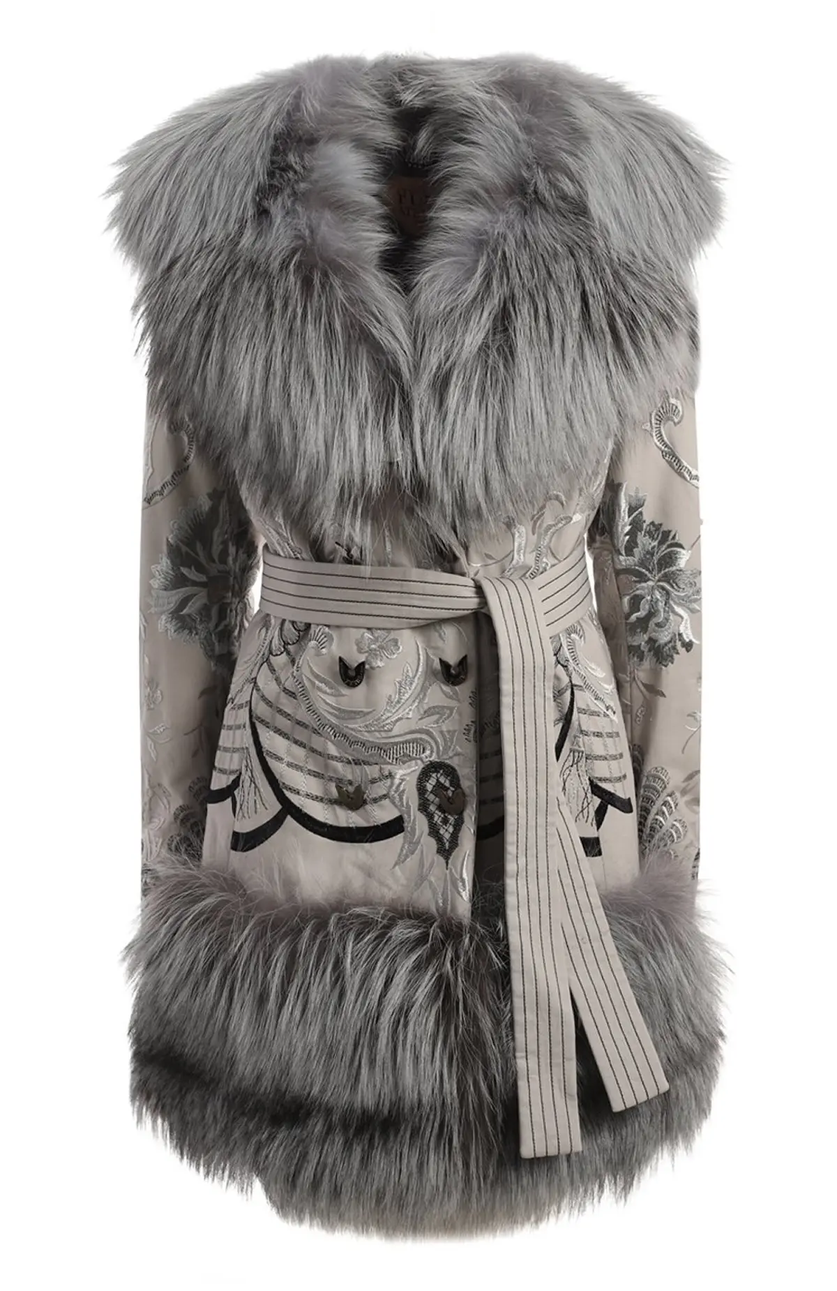 Gianfranco Пальто женское с вышивкой /мех лиса//чехол/