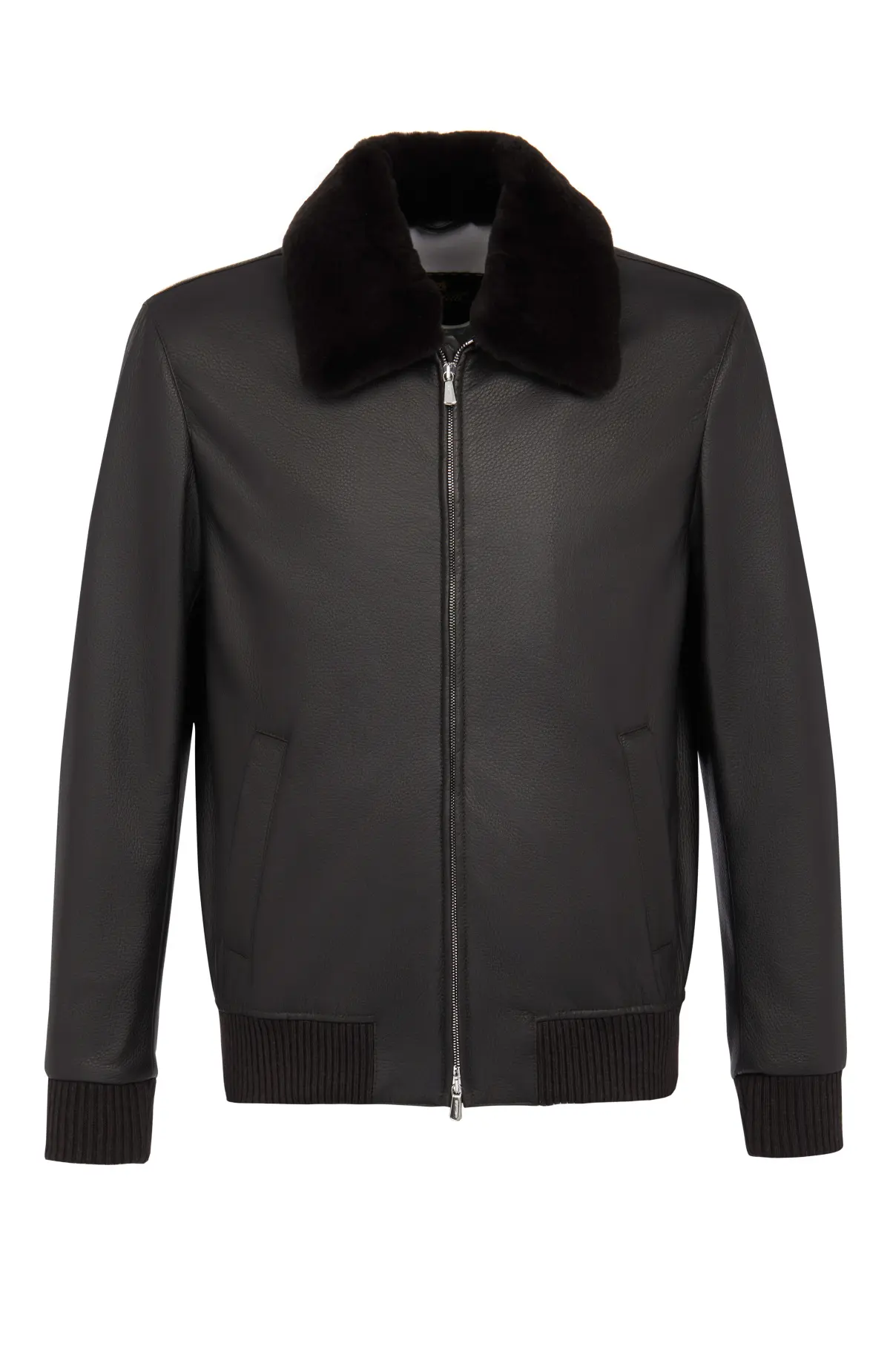  Куртка мужская, кожаная, с мехом норки