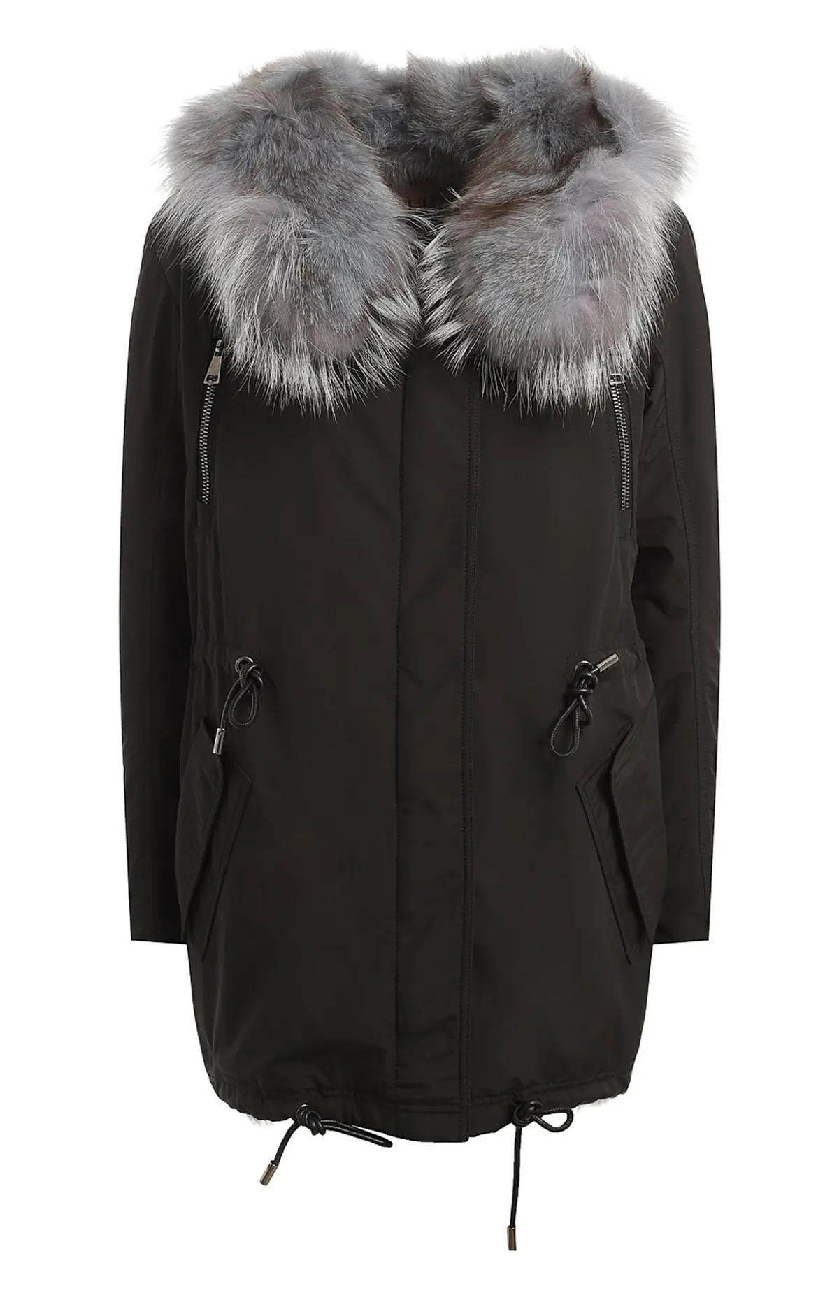 Gianfranco Парка женская из меха лисы, ткань /чехол/