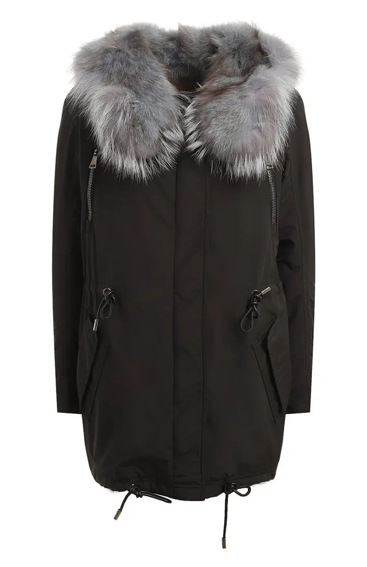 Gianfranco Парка женская из меха лисы, ткань /чехол/