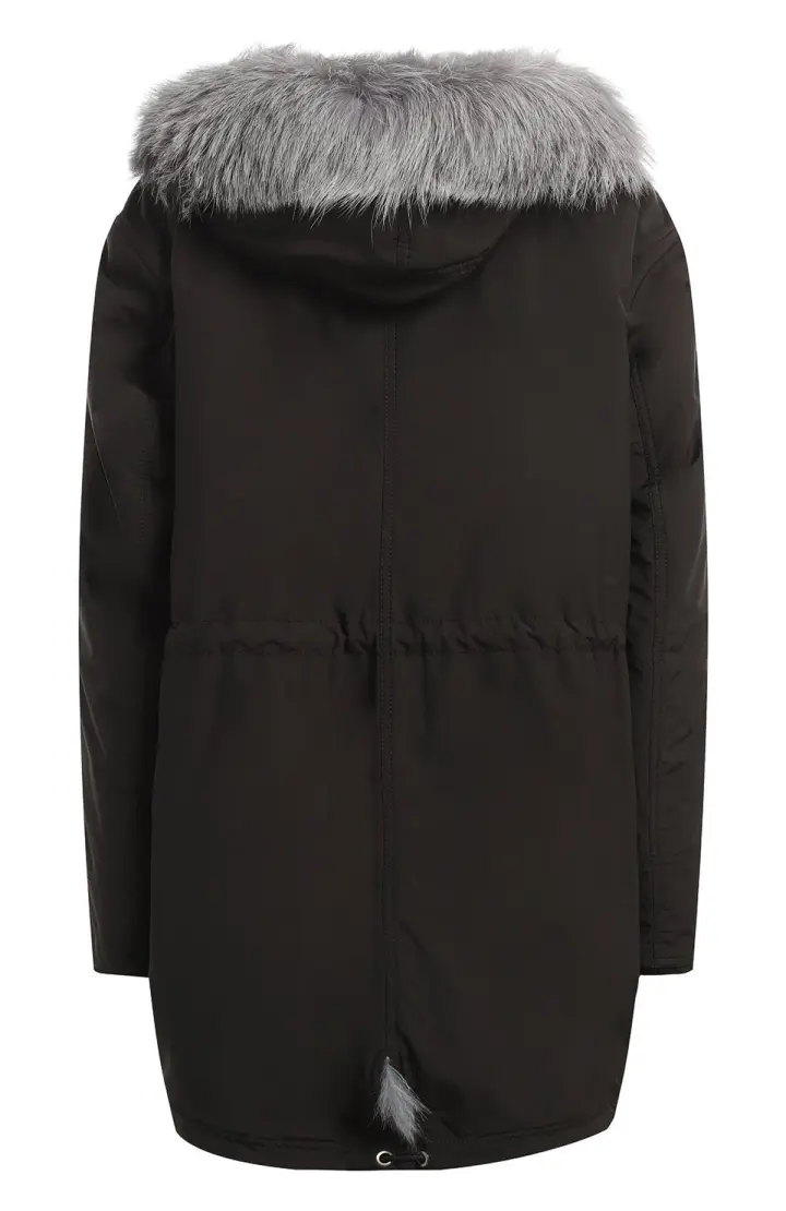 Gianfranco Парка женская из меха лисы, ткань /чехол/