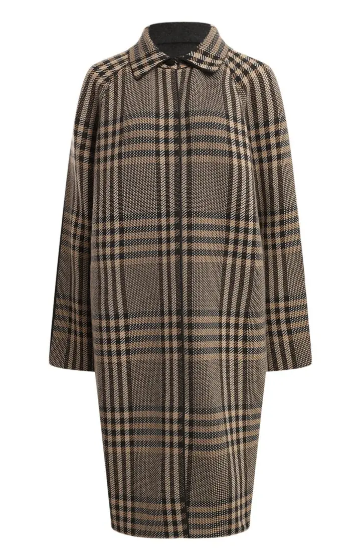  Пальто женское двухстороннее в крупную клетку