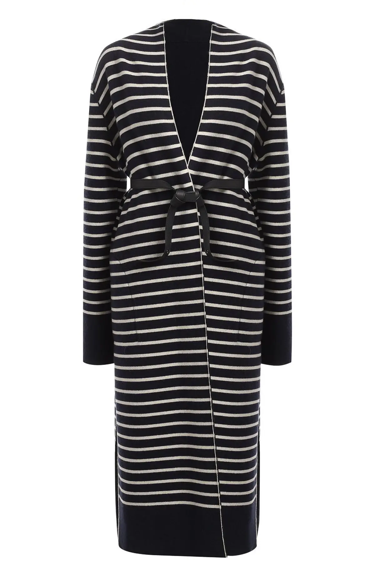  Пальто женское трикотажное с ремнем