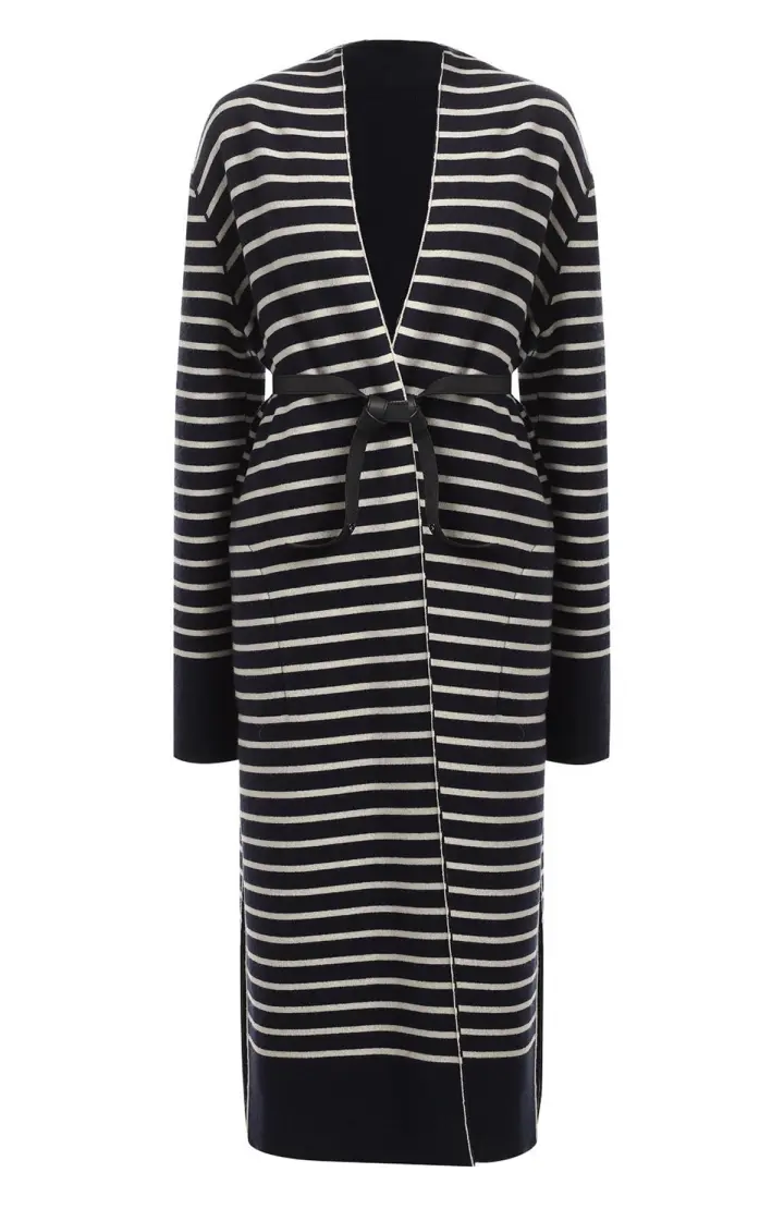  Пальто женское трикотажное с ремнем