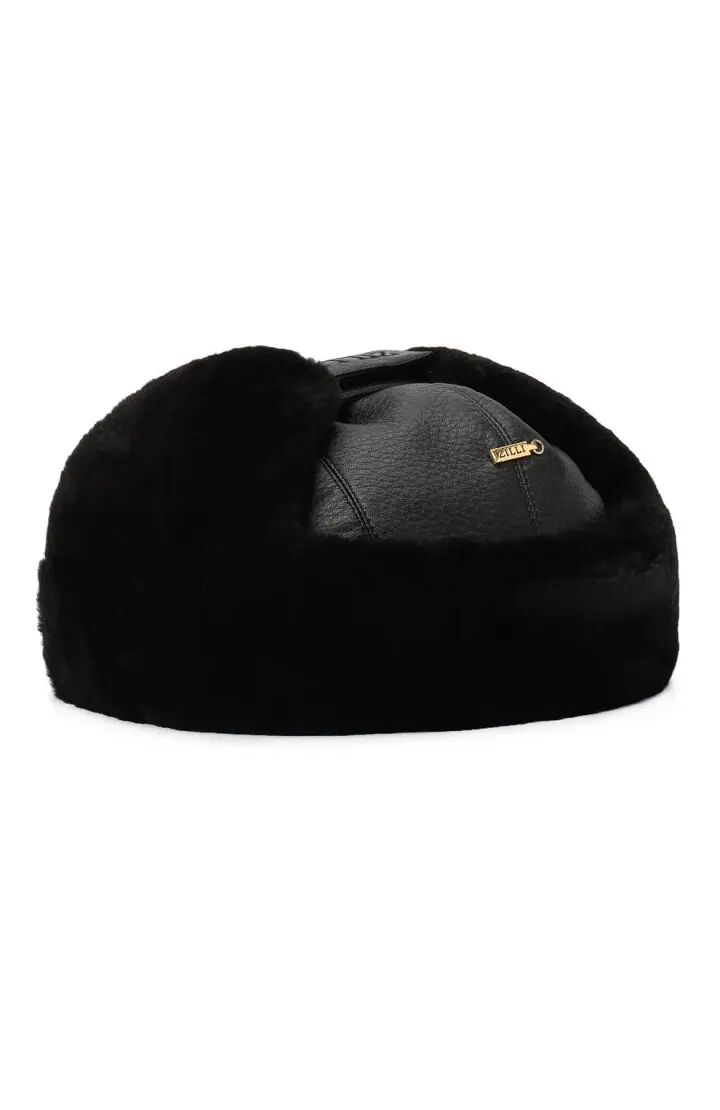  Шапка мужская кожа отделка бобер