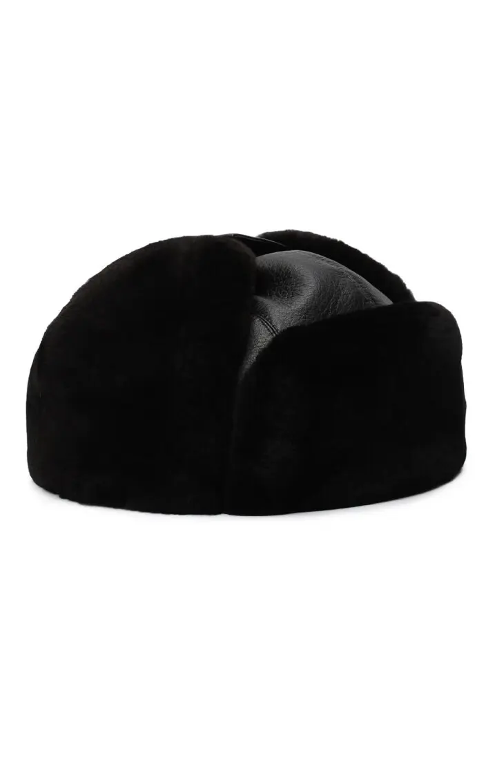  Шапка мужская кожа отделка бобер