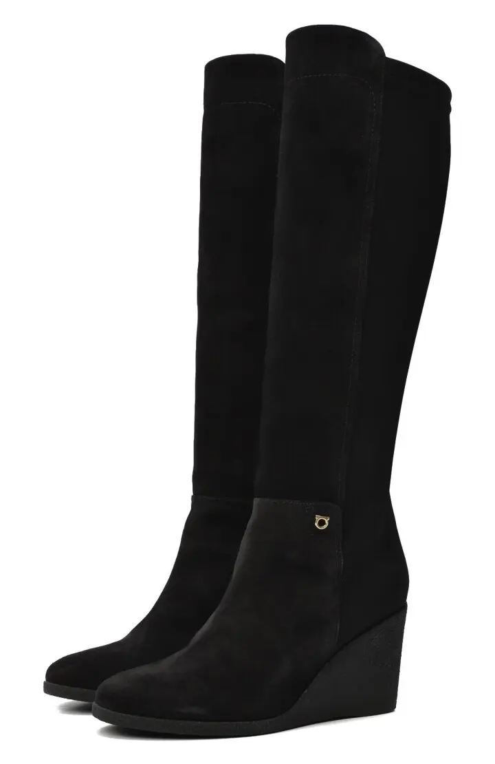  Сапоги женские нубук+резинка