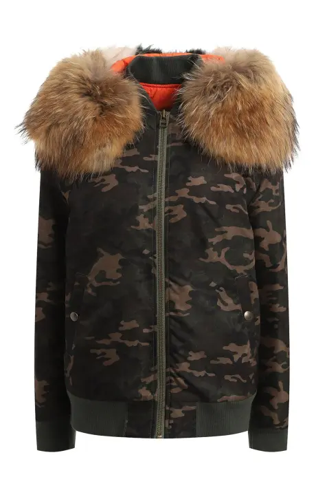 MR & MRS ITALY Бомбер женский с мехом лисы+енот /чехол/