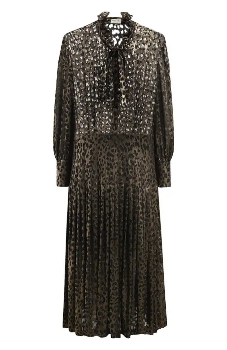 SAINT LAURENT Шелковое платье принт