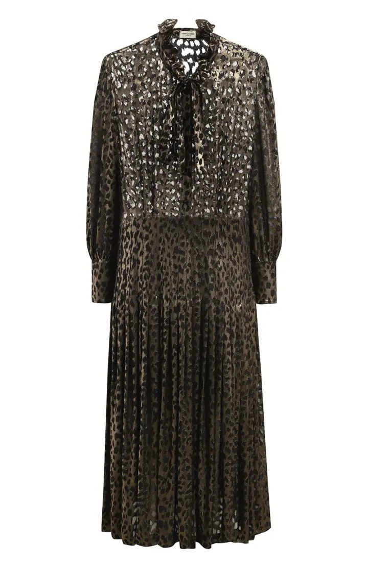 SAINT LAURENT Шелковое платье принт