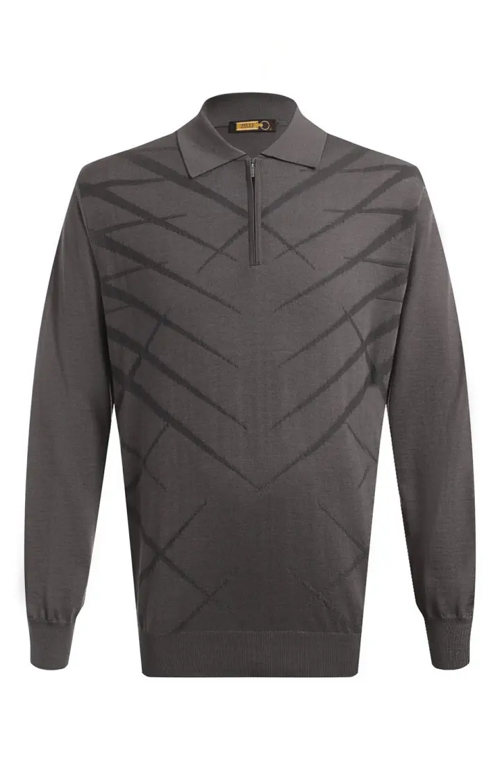 ZILLI Поло мужское с зипом дл. рукав