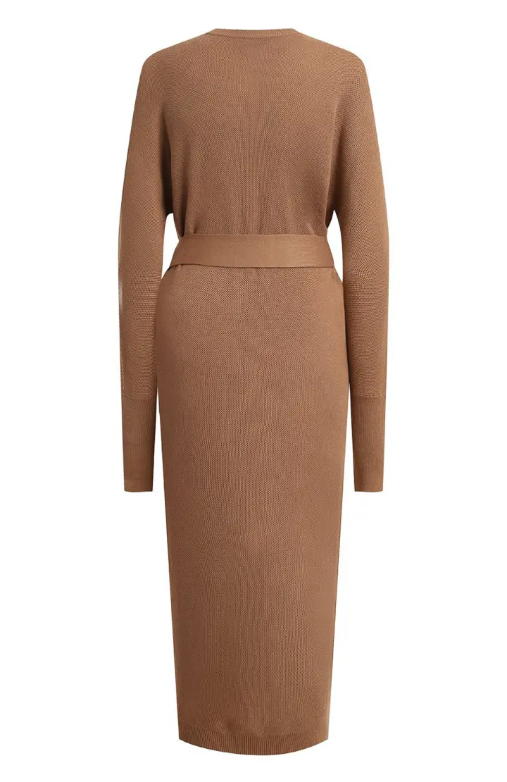  Платье женское из смеси кашемира и шелка пояс