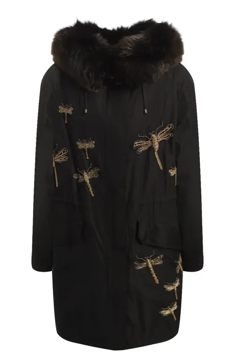 YVES SALOMON Парка женская с аппликацией /мех лиса/