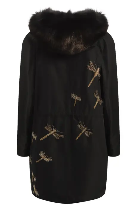 YVES SALOMON Парка женская с аппликацией /мех лиса/