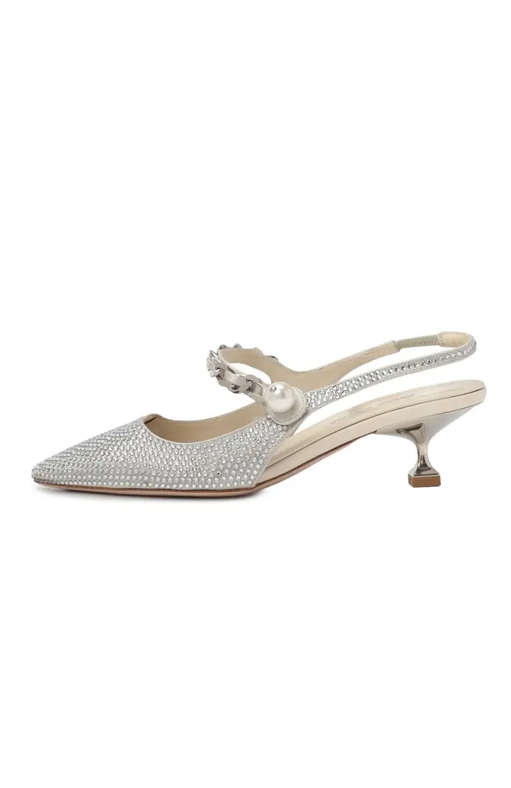 MIU MIU Туфли слингбеки текстильные, стразы
