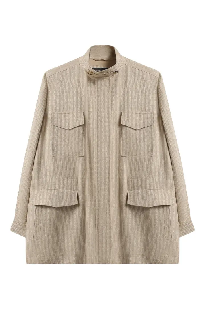  Льняная куртка с рисунком в елочку