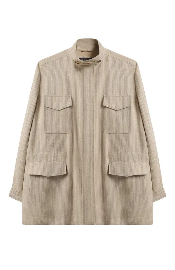 Loro Piana Льняная куртка с рисунком в елочку