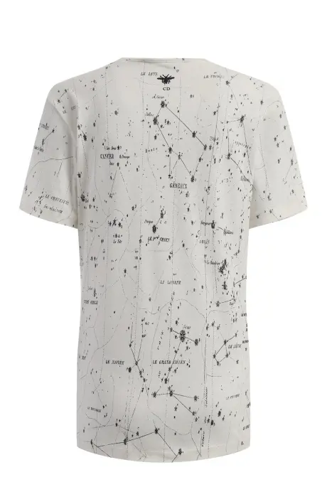 Christian Dior Футболка из хлопка и льна цвета экрю с мотивом