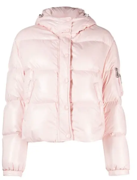 ERMANO SCERVINO Пуховик женский, укороченный,с капюшоном и нашивкой на рукаве