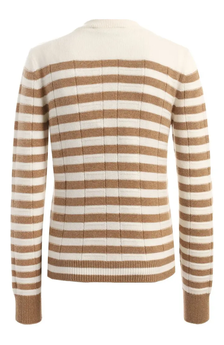  Кашемировый свитер в полоску с вырезом
