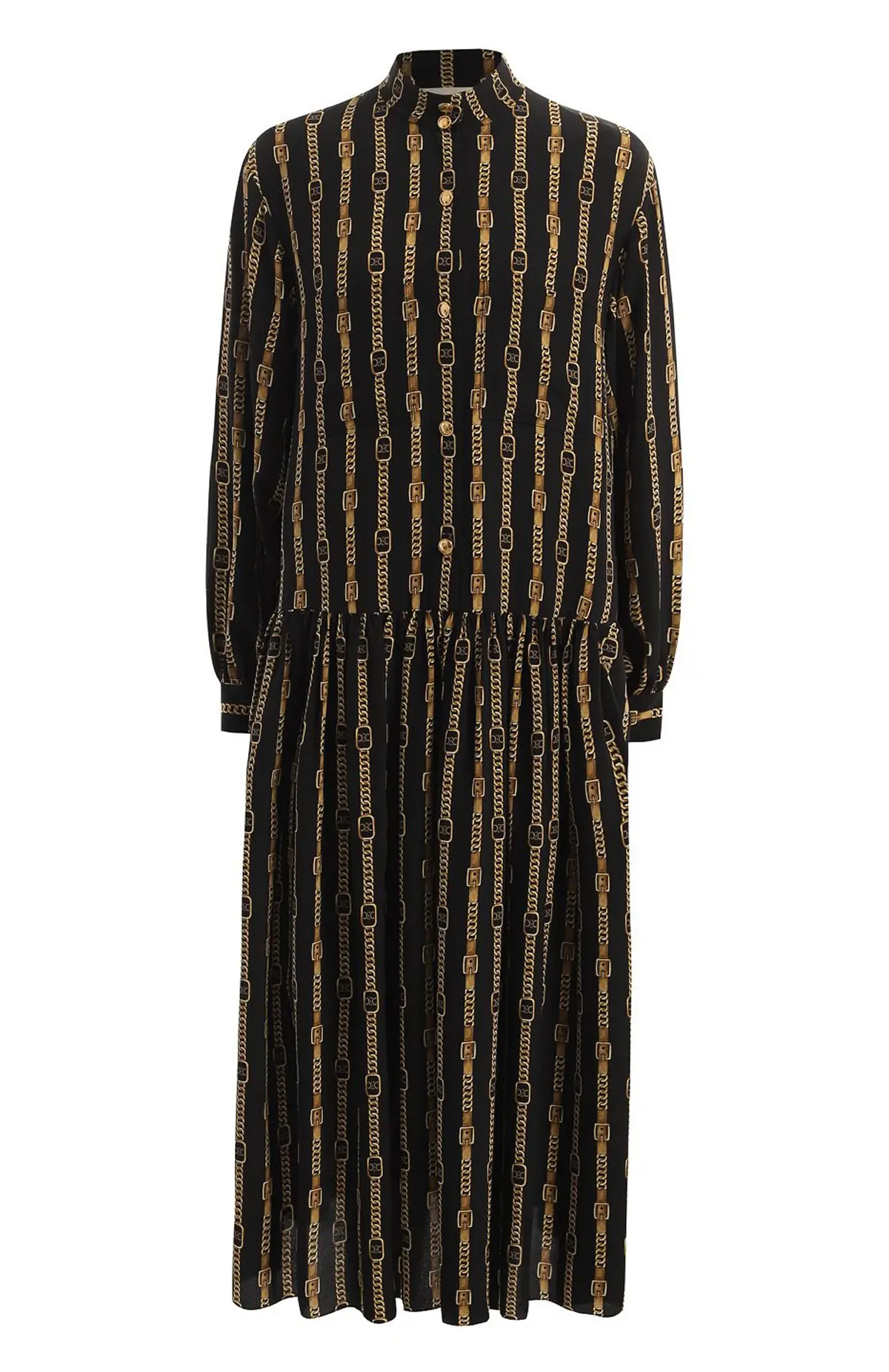 CELINE Платье в полоску с низкой посадкой и высоким вырезом-CDC