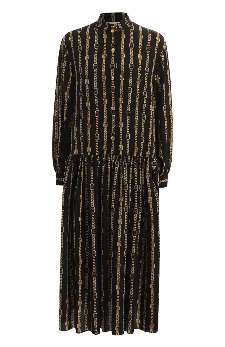 CELINE Платье в полоску с низкой посадкой и высоким вырезом-CDC