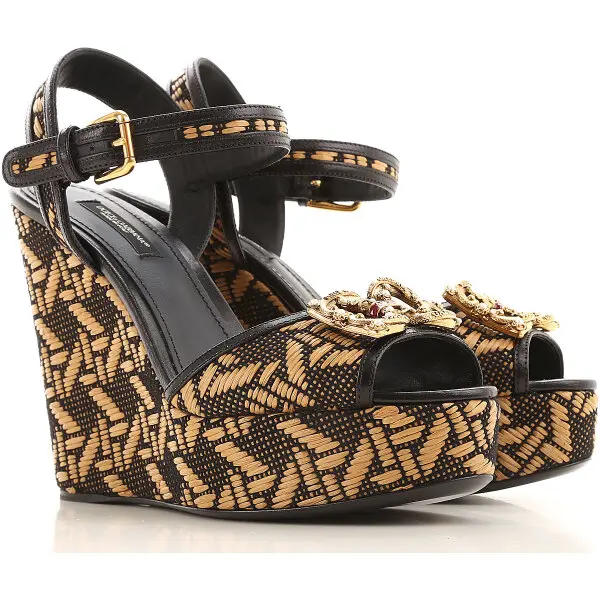 DOLCE & GABBANA Плетеные босоножки на танкетке