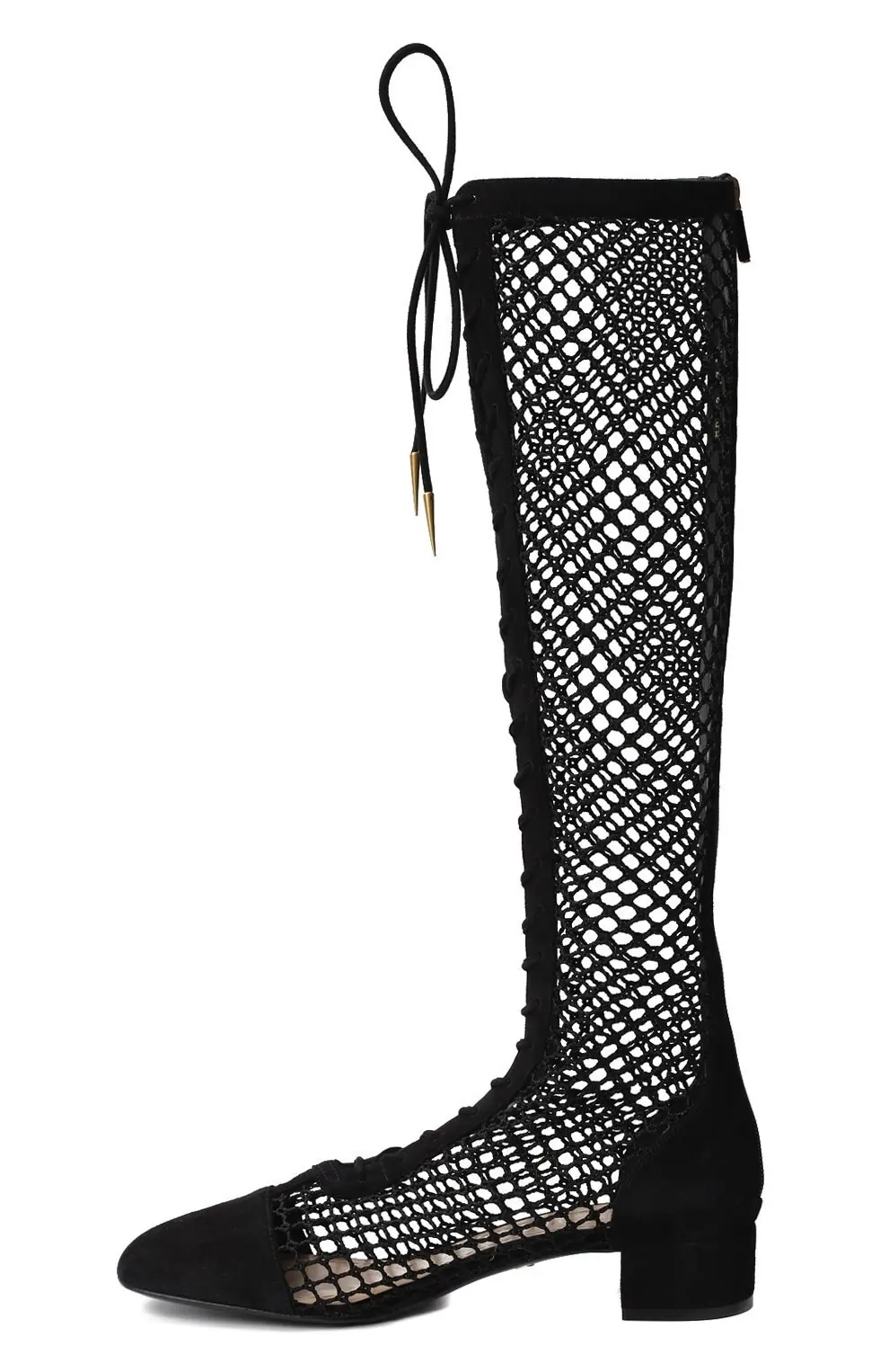  Сапоги женские на шнуровке, сетка отд замш