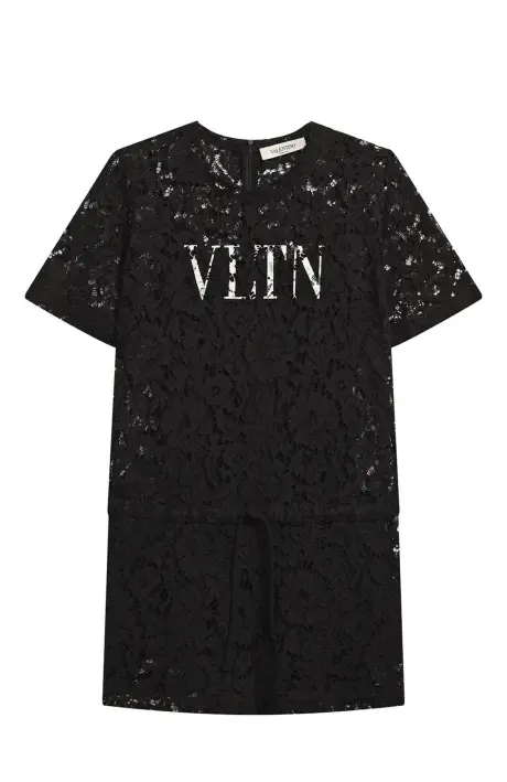 VALENTINO Ромпер из цветочного кружева с логотипом