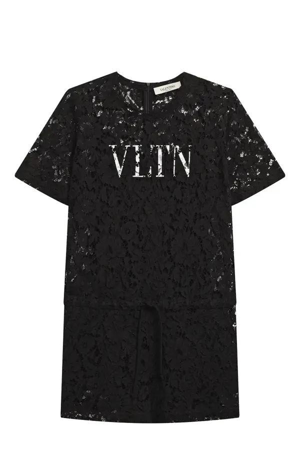 VALENTINO Ромпер из цветочного кружева с логотипом