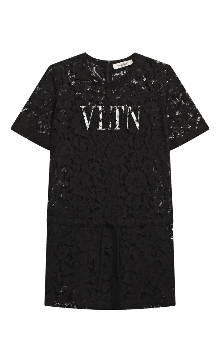 VALENTINO Ромпер из цветочного кружева с логотипом