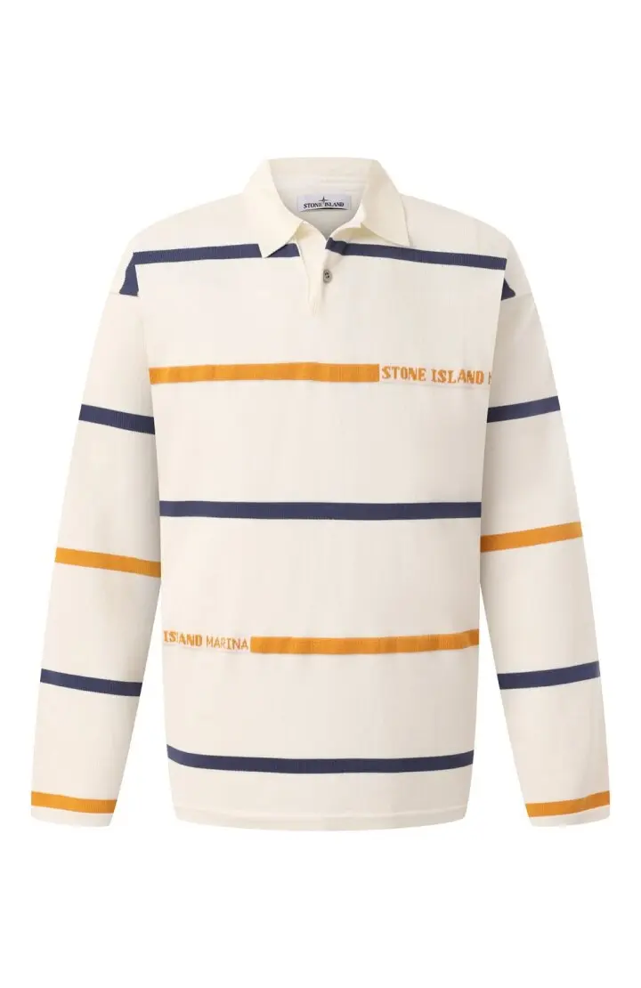 STONE ISLAND Поло мужской трикотажный, полоска