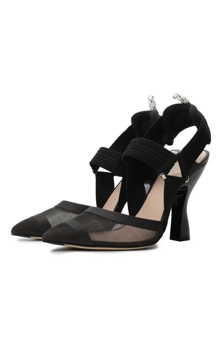  Туфли с открытой пяткой СЛИНГБЭКИ Colibrì из сетчатой ткани и кожи